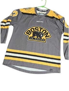 #X05 Bauer Boston Jr. Bruins Gray & Yellow Hockey Jersey